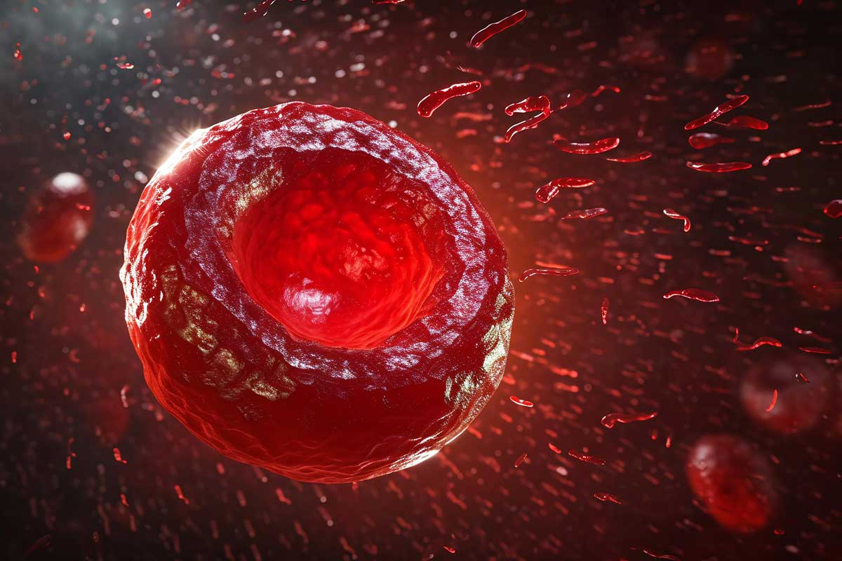 یک گلبول قرمز خونی که زنجیره های هموگلوبین آن ناقص است.